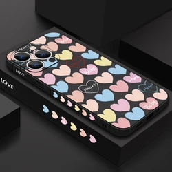 Luxury Colorful Love Hearts Lanyard Phone Case Cover - iPhone 12 Pro Max (A101 Black)