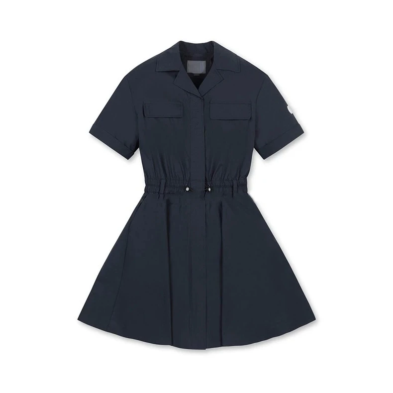 

23 Summer Korean Golf Soccer Jersey Anti Glare Shrink Rope One Piece Comfortable Casual Solid Color Dress Women's Apparel