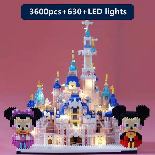 Disney Architecture Amusement Park Building Blocks Pink Castle 3D Model DIY Mini Diamond Blocks Bricks Toys