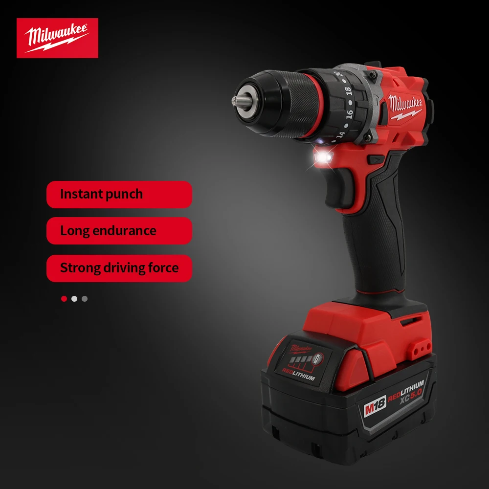 Milwaukee 18V Brushless Electric Drill 150N Electric Percussion Drill. M Decoration Cordless Screwdriver Rechargeable Power Tool 4