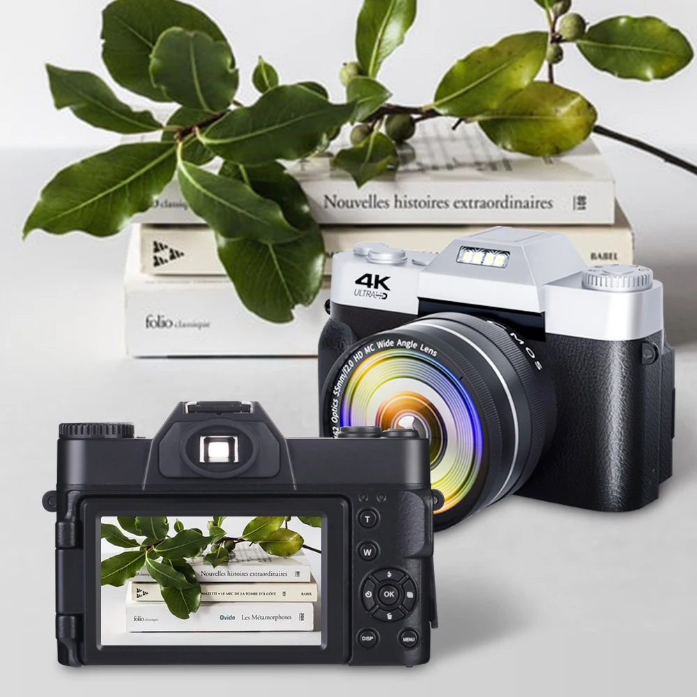 4K Ultra HD Digital Camera Vlogging Camera with 3.0 inch 180° Flip Screen WiFi Digital Camcorder YouTube with Wide-Angle Lens