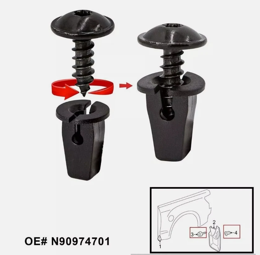 10 Paar Fender Chassis Trim Montageschrauben für VW Torx Schraubenbolzen Stoßstangenbogen Schmutzfänger Spritzschutz Unterboden Trim Fixierung – Detail 5