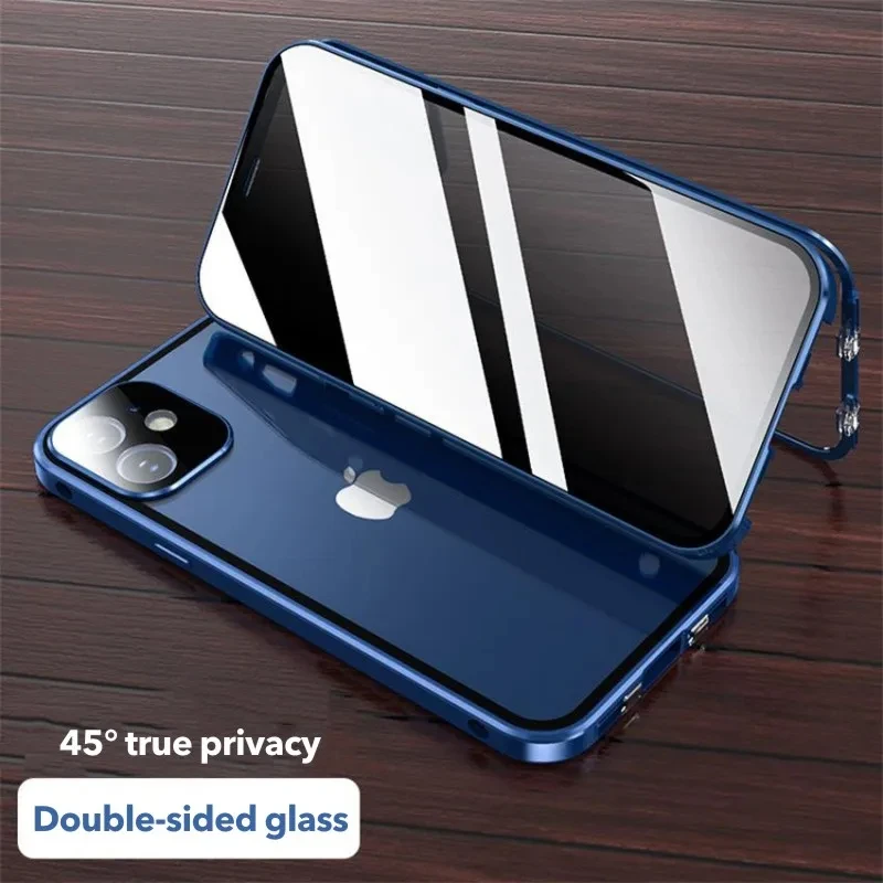 Anti-peep Double Glass Magnetic Adsorption Case for IPhone 15 14 13 12 11 Pro Max 13 Mini XR XS 14 Plus Privacy Protection Case