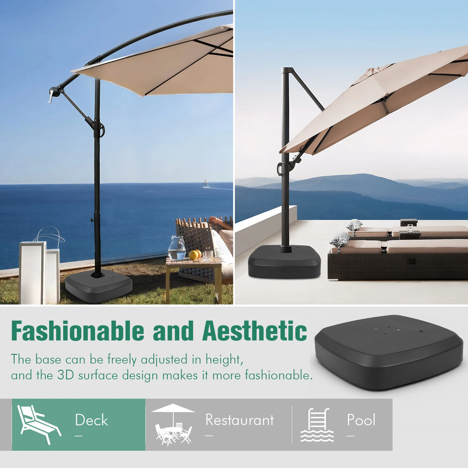 Heavy Duty Outdoor Umbrella Base with Wheels Heavy Duty Patio Umbrella Base for Deck Poolside and Lawn