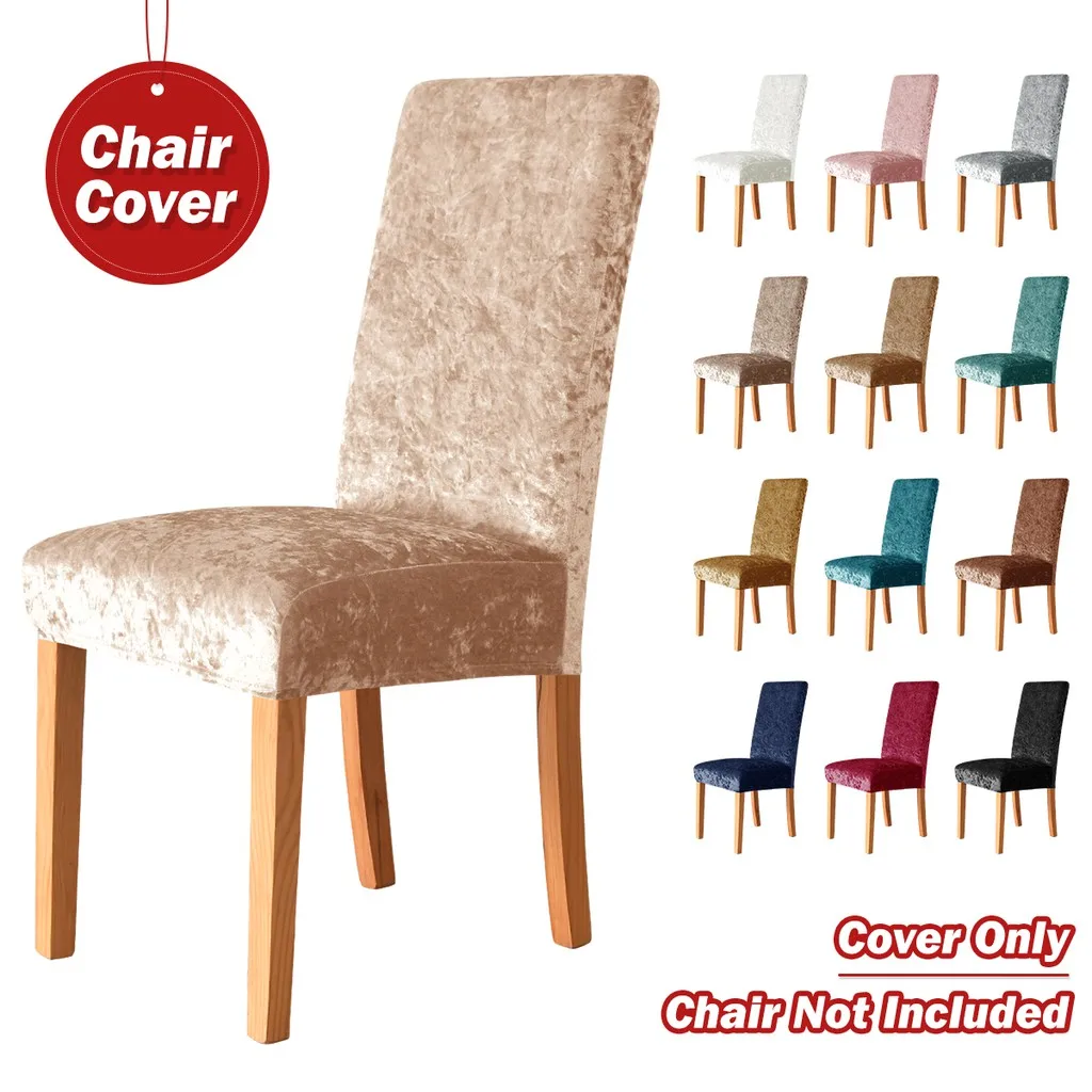 1/2/4/6Pcs Gold Velvet Chair Cover for Dining Room Spandex Chair Seat