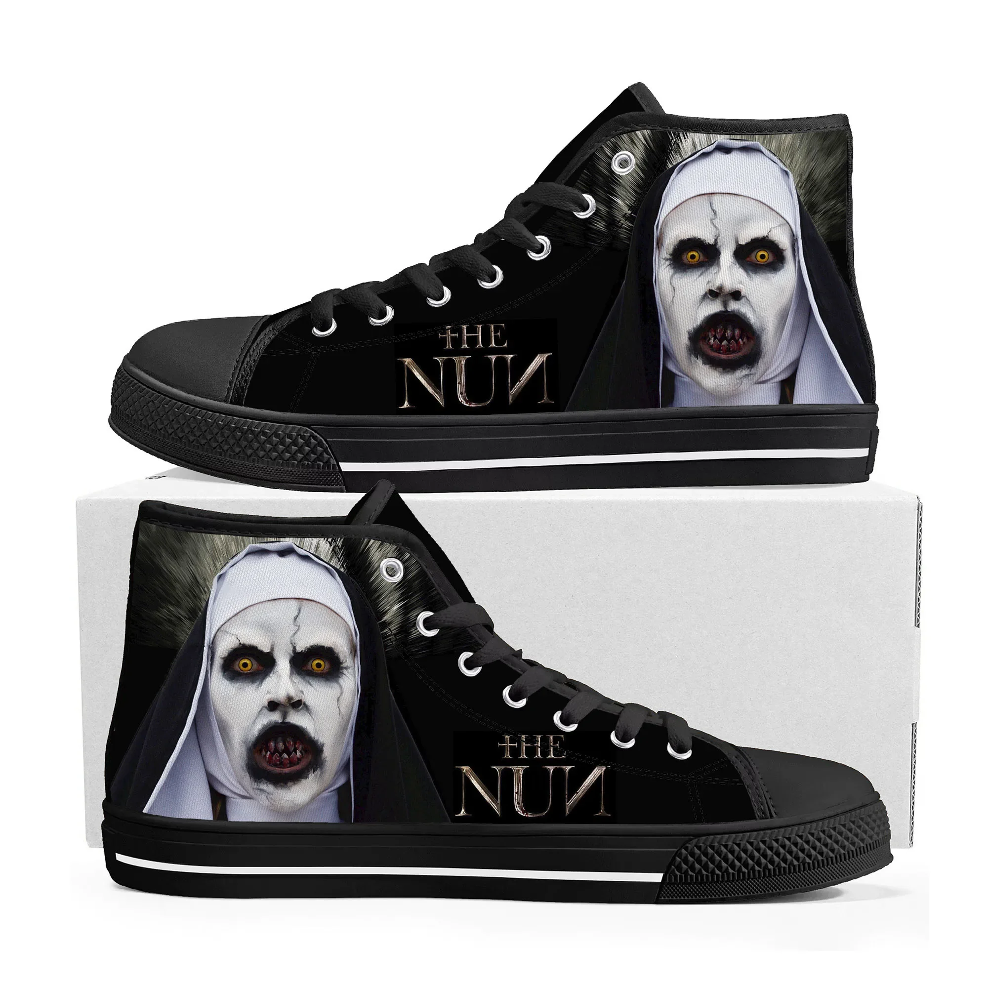 Movie The Nun series High Top Sneakers Mens Womens Teenager Canvas High Quality Sneaker Casual Custom Made Shoes Customize Shoe
