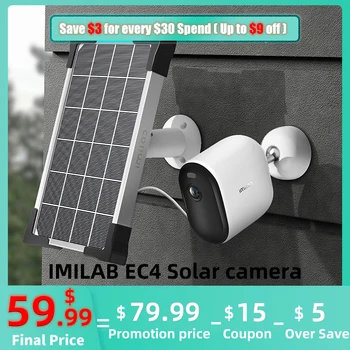 IMILAB EC4 카메라 태양 전지 패널 야외 스포트라이트, 4MP HD IP 비디오 감시 웹캠, 무선 와이파이 스마트 홈 보안 CCTV 캠