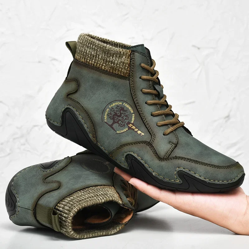 

2024 New Men's Lightweight Leather Men Fashion Casual Warm Winter Shoes Mocassin Shoes Sneaker Men Casual Shoes
