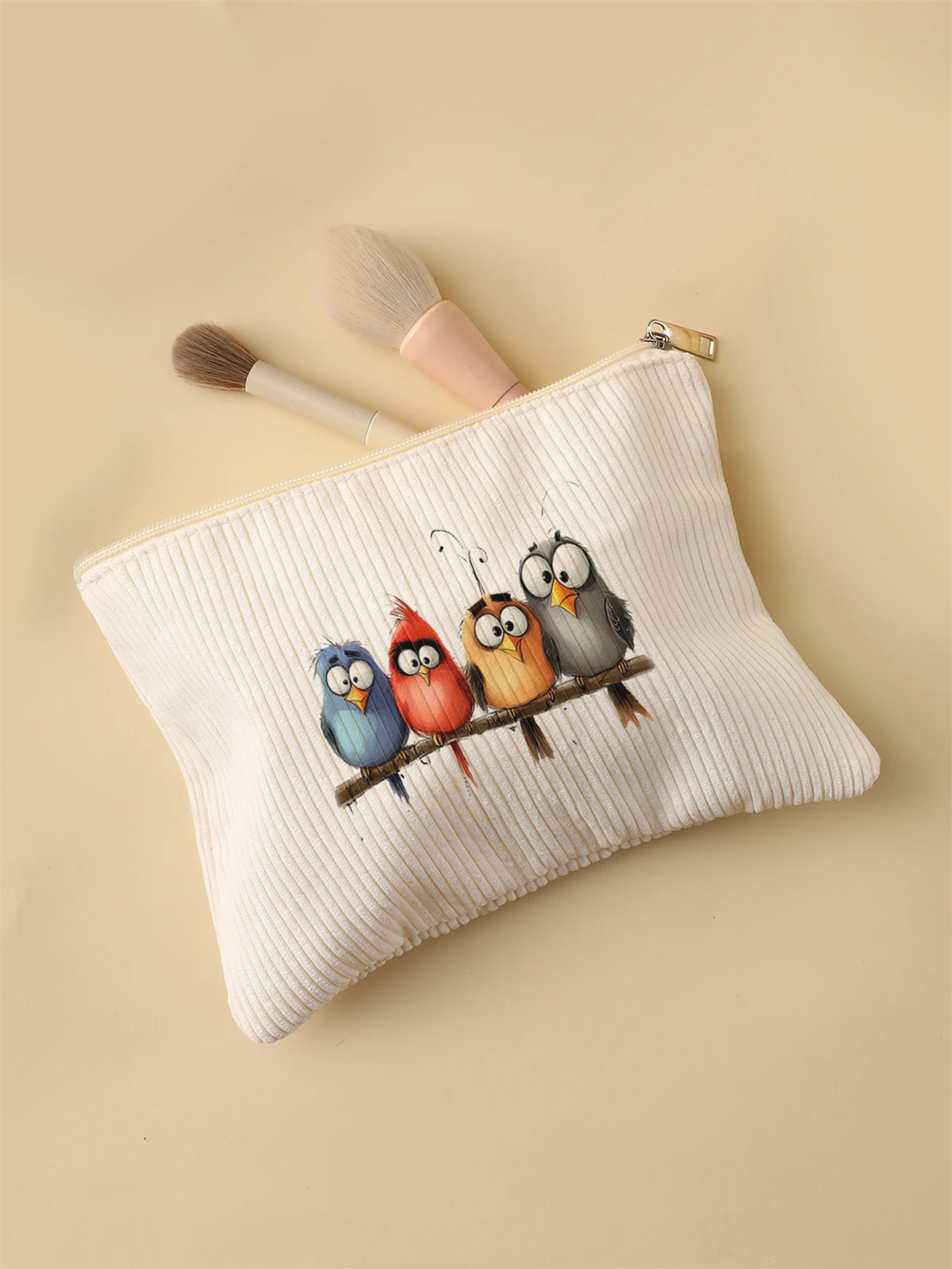 Women's Corduroy Travel Cosmetic Bag Portable Large Capacity Makeup Storage Organizer Zipper Clutch Purse Make up Bag