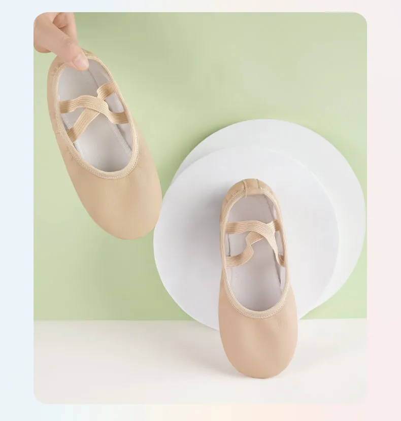 Kinder-Ballettschuhe für Mädchen, PU-Leder, weiche geteilte Sohle, professionelle Tanz-Training-Hausschuhe, rutschfest – Detail 8