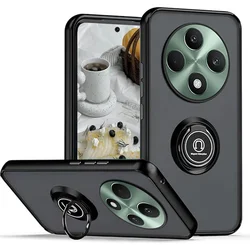 Armor Matte Shockproof Case with Ring Holder Stand - Durable Protective Cover for OPPO Reno 12FS 5G (Black)