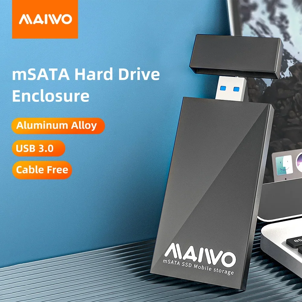 Maiwo Msata Custodia Per Unità A Stato Solido Usb3.0 A Usb3.0 Custodia Ssd Mini Scatola Per Disco Rigido Msata In Lega Di Alluminio Mobile Esterna