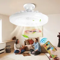 Modern Ceiling Fan with Remote Control Lighting Lamp E27 Converter Base for Bedroom and Living Room Smart 3-in-1 ceiling fan lam 1