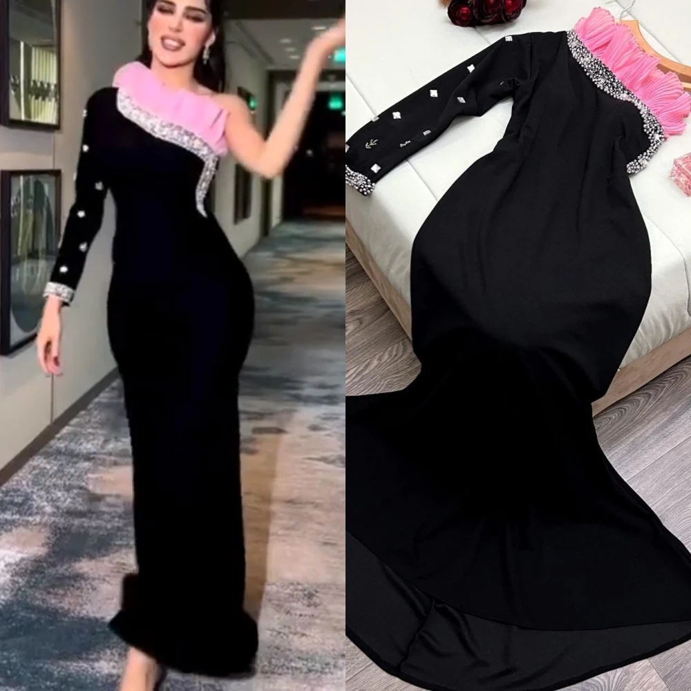 

Ball High Quality Exquisite One-shoulder Mermaid Beading Satin Formal Occasion Gown abiye modelleri 2023 indrmli