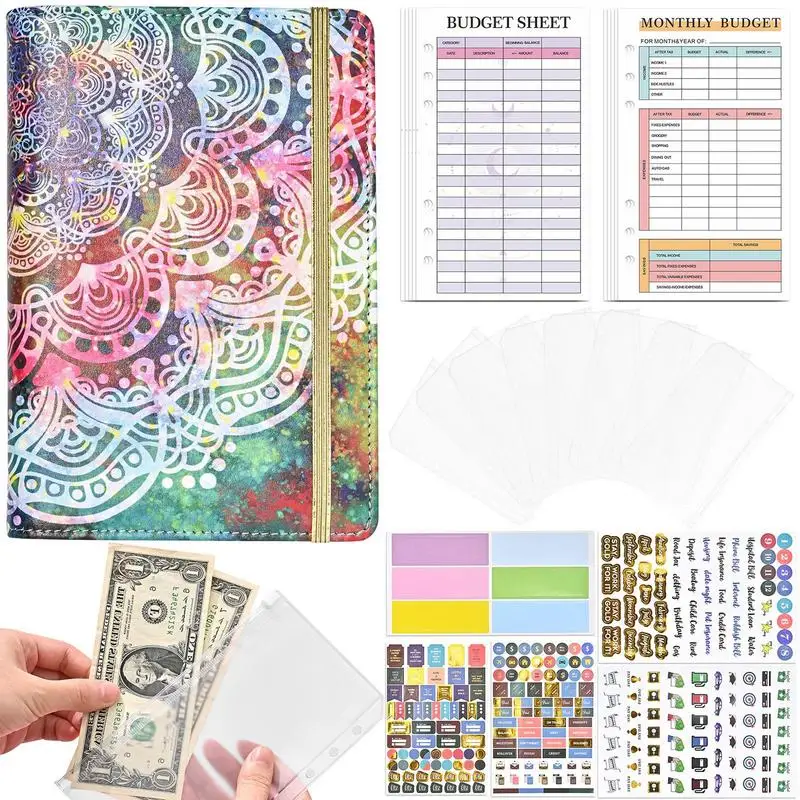 

PU Leather Notebook Binder A6 Binder Loose Leaf Binder A6 Notebook Loose Leaf Notebook Budget Sheets Planner Cover PU Leather