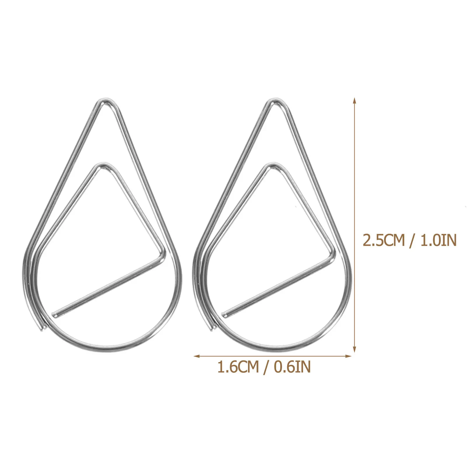 100pcs 금속 물방울 종이 클립 크리 에이 티브 모양의 장식 작은 사무용품 홈 학교를위한 문서 파일 클립