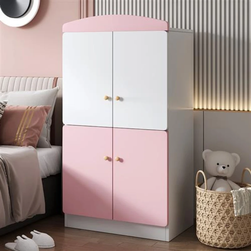 Girls Kids Wardrobes Closet Storage Cute Hangers Wardrobe Organizer Bedroom Pink Meuble De Rangement Modern Furniture CY50CW