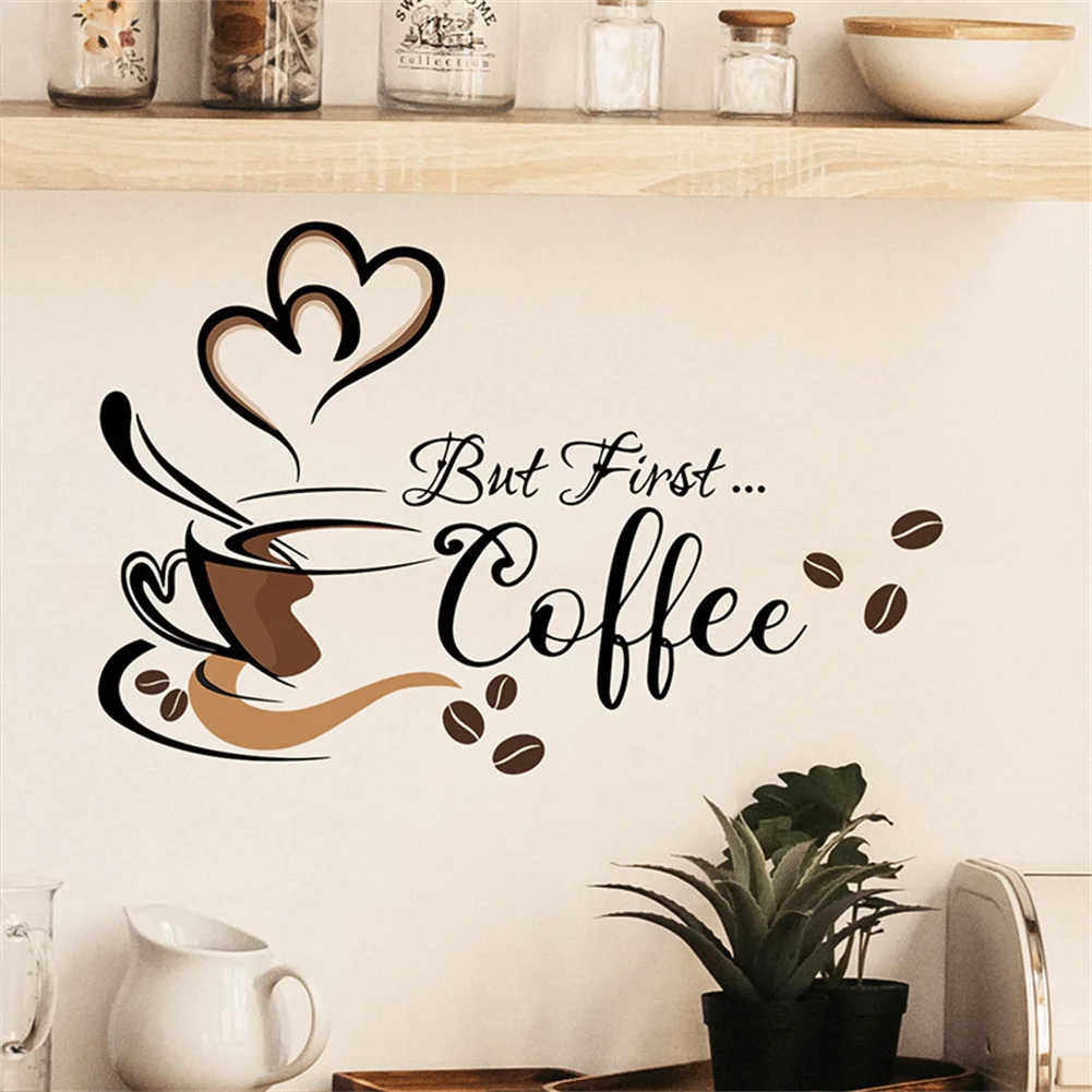 Coffee Cup Wall Stickers Self-adhesive Wall Decals Art Wallpaper Home Decoration For Cafe Kitchen Restaurant Living Room wall stickers