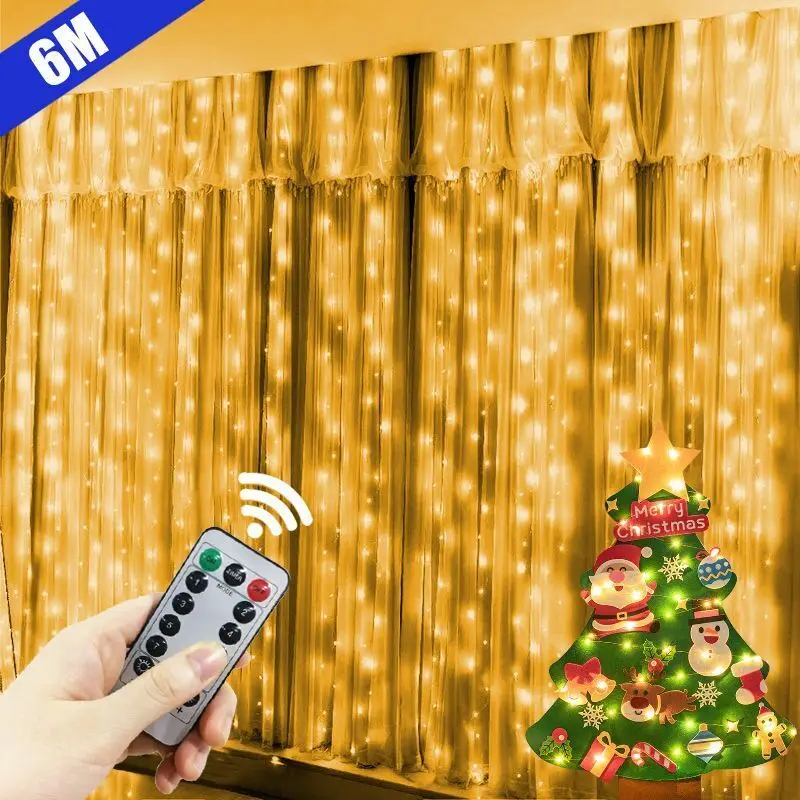 Description Picture 6 of itemHome Wedding Decoration Christmas Garland 6M USB Curtain String Lights 8 Mode LED Fairy Light Party Holiday Light 2025 New Year