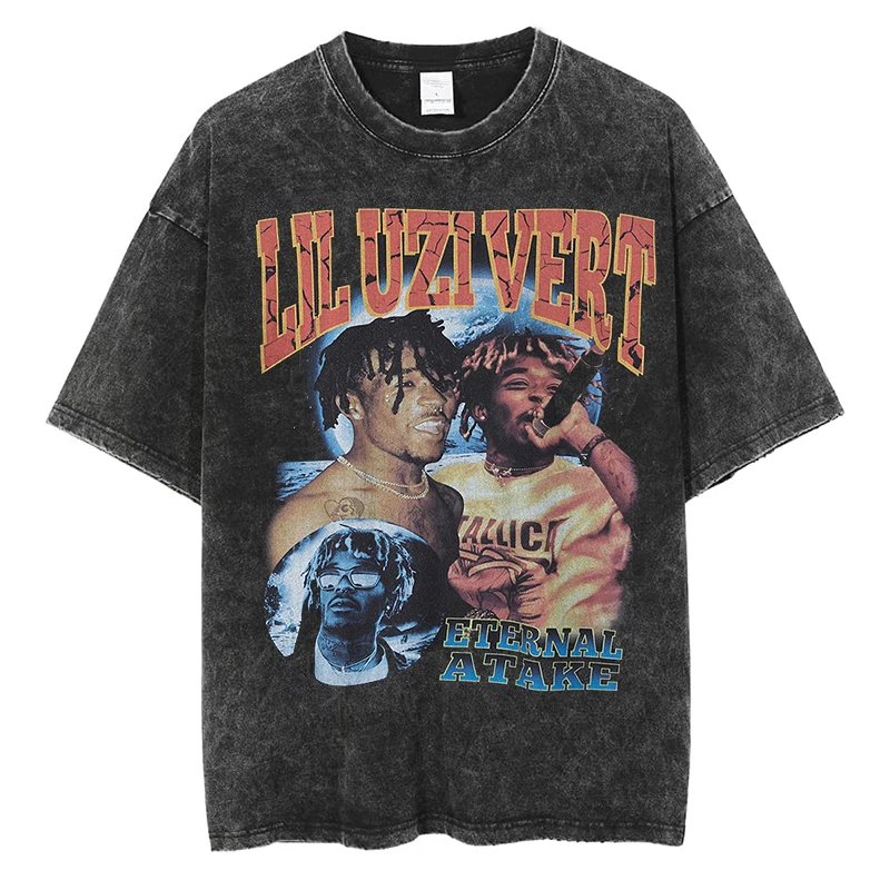 

Men T-shirts Quality Cotton Clothes Lil Uzi Vert Print Tshirt For Summer Fashion Hip Hop Streetwear Short Sleeve Tees Black Tops