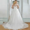ANGEL Elegant Plus Size Wedding Dresses V-Neck Applique 3/4 Sleeves Bridal Gowns A-Line Sweep Train robe de mariée bohème 2