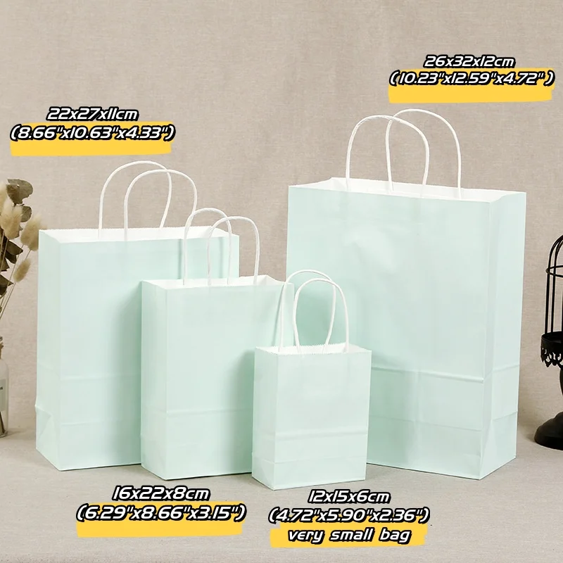 Kraft Paper Gift Bags with Handles 10/20/30/50/PCS Shopping Carry Craft Brown White Bag DIY Bag Party Christmas Supplies