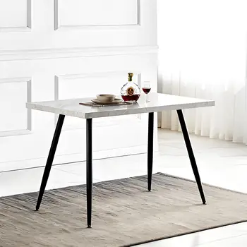 AINPECCA Dining Table with Black Metal Legs Kitchen Table(120 * 70cm)