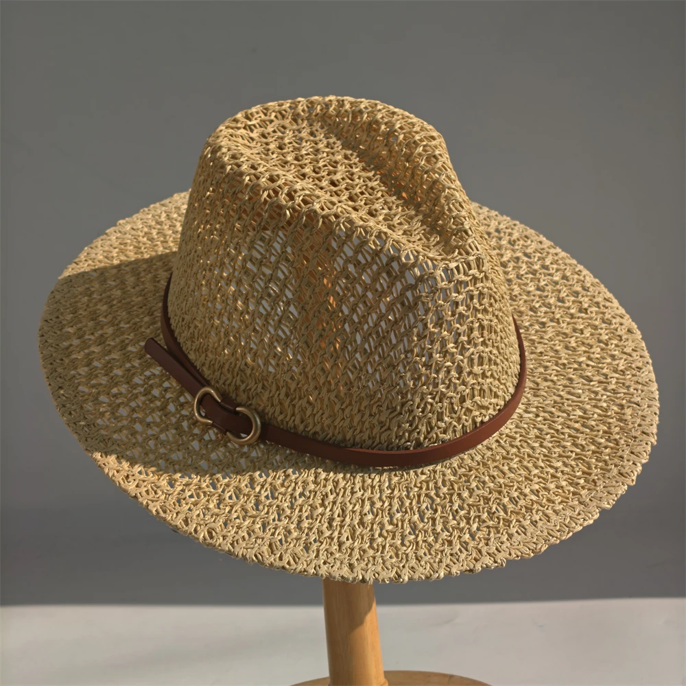 Panama Straw Hat Sun Protection Hat Classic Versatile Beach Hat Openwork Woven Straw Hat Sturdy Papyrus Hat 모자 Sombreros_voghion.com