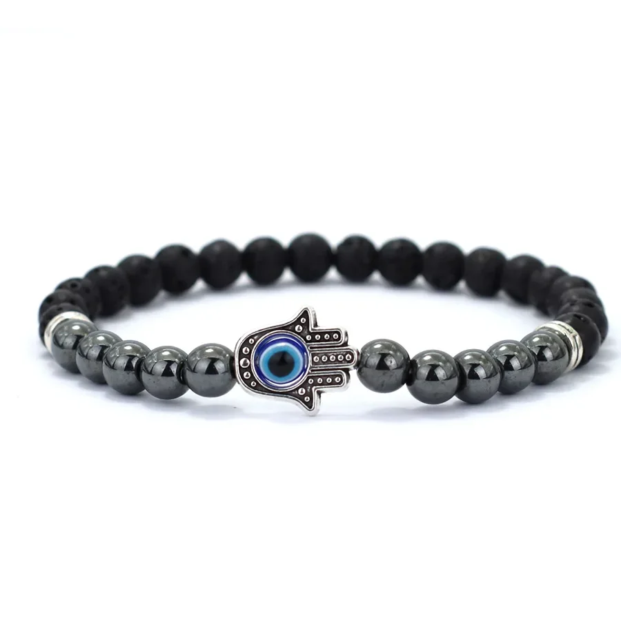 Hematite Evil Eye Bracelet for Men Yoga Meditation