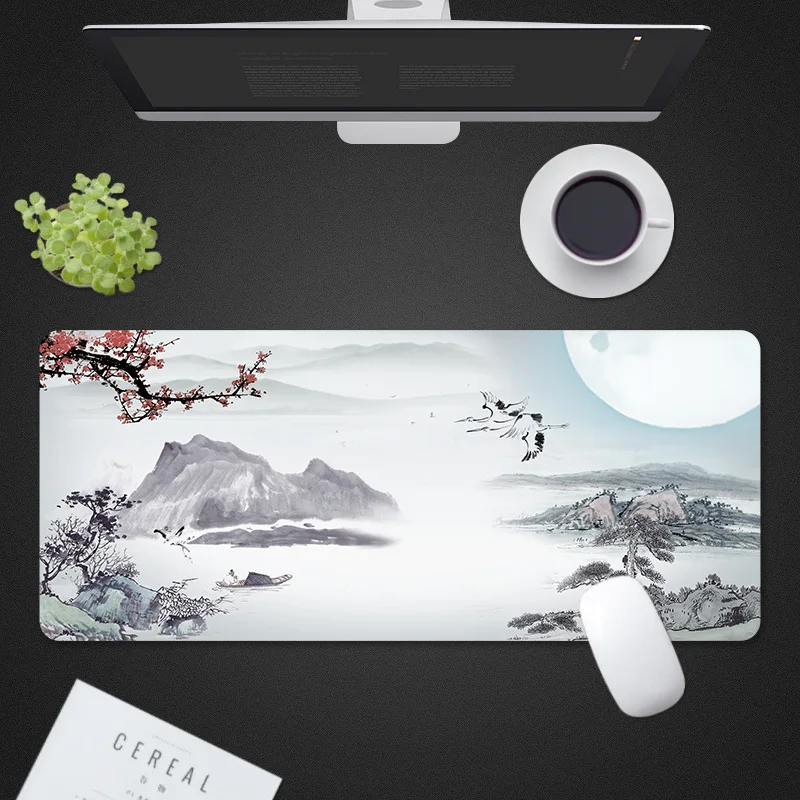 

Black and White Cherry Blossom Mousepad Custom Home Computer Keyboard Pad Desk Mat Laptop Soft Anti-slip Table Mat XXL Mouse pad