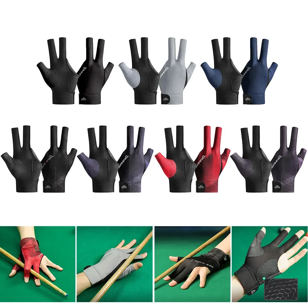 Open Finger Billiard Gloves Antiskid Polyester Snooker Billiards Gloves Adjustable Sticker Portable Lightweight Amateur Training billiard gloves