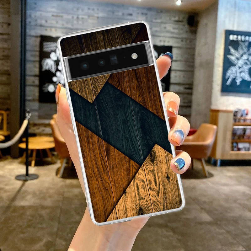 Eco-Friendly Forest Geometry Wood Phone Case - Durable Silicone Soft TPU Clear Cover