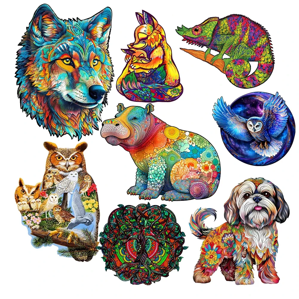 Wooden Animal Puzzles Jigsaw For Adults Kids Mysterious Medal Puzzle Child Toys Gifts Games 3D Wooden Puzzles wooden jigsaw puzzles