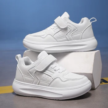 Scarpe da ginnastica bianche per bambini Scarpe casual per ragazzi e ragazze Scarpe sportive in pelle con suola morbida Scarpe da ginnastica alla moda dal design leggero e confortevole