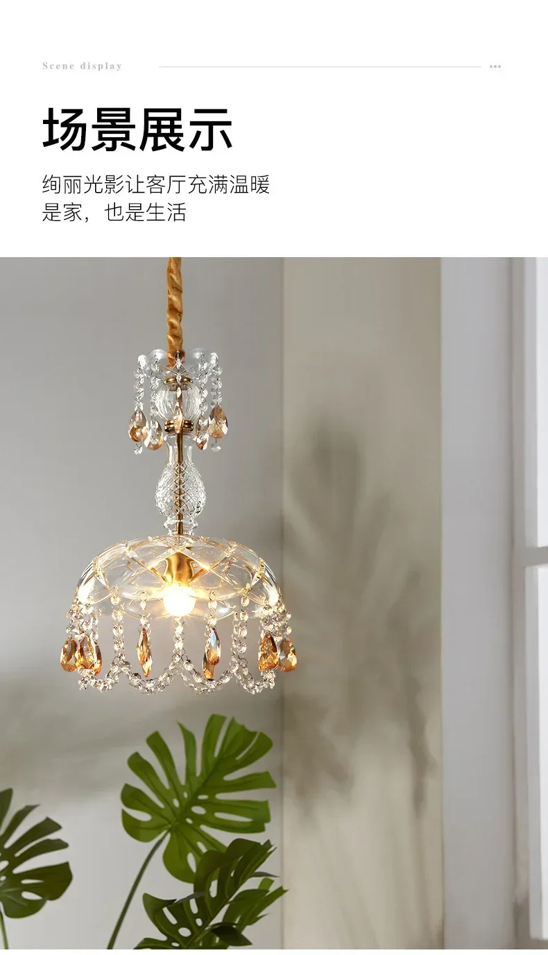 Description Picture 4 of itemRetro American Chandelier Indoor Luxury Decorative Crystal Porch Lighting Led Ceiling Lamp Bedroom Dining Room Hanging люстра