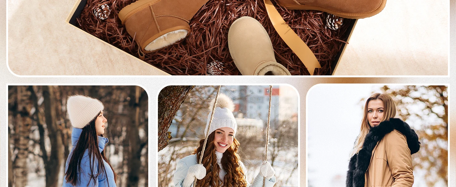 Echte Wildleder-Ministiefel für Damen, Winter-Fuzzy-Schneestiefel, kurze Stiefeletten mit Fell gefüttert, hochwertige Schneestiefel der Modemarke – Detail 5