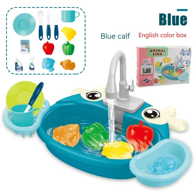 Set da cucina giocattolo per bambini con acqua circolante elettrica, lavandino per lavastoviglie, giochi di finzione fantasioso per bambini ragazzi ragazze età - immagine 6