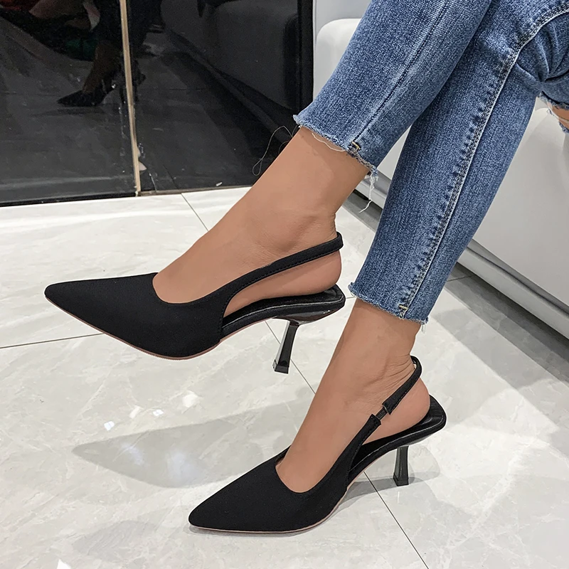 2022 Zomer Nieuwe Vrouwen Sandalen Gesloten Teen Groen Enkele Schoenen Met  Dunne Hak Mid Hakken Mode Holle Wees teen Vrouwen Schoenen| | - AliExpress