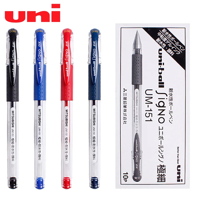 10 pcs Japan Uni-Ball Signo UM-151 0.38/0.5mm Water resistance Signature Student Exam office writing