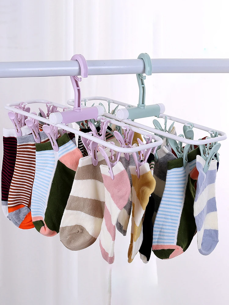 Description Picture 5 of item1PC Folding Sock Clip 12 Jacket Rack Foldable Portable Drying Rack Home Underwear Socks Bedroom Storage