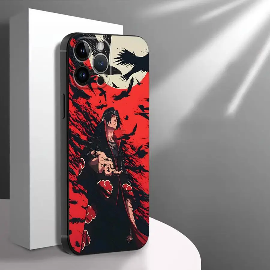 Sleek Black Soft Phone Cover with Cool Uchiha Itachi Design