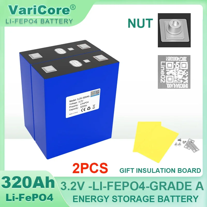 2pcs 3.2V 320Ah Lifepo4 Rechargeable Battery Lithium Iron Phosphate Travel Solar RV Campers Cell 12v 24v batteries Grade A