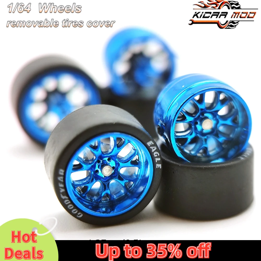 1/64 Wheels with Rubber Tires BBS LM-R Large Size Refitting Parts for Diecast Model Car Hot Wheels Matchbox Tomica D:13mm 1 Set 4