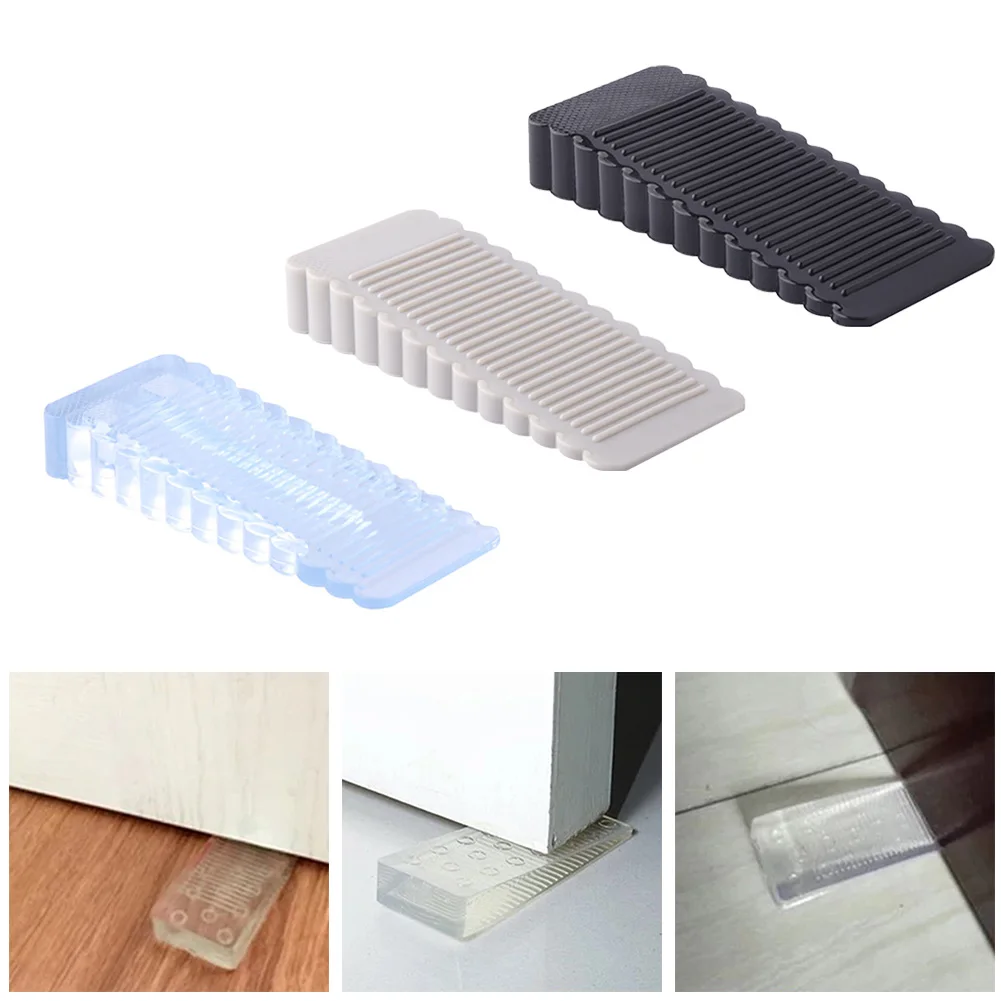 Door Bottom Stopper Durable Silicone Shock Absorbent Block Wedge Doorstops Door Handle Stopper Home Anti-collision