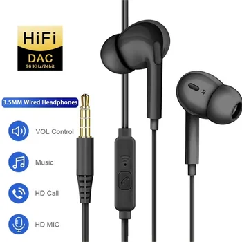 Auricolari sportivi cablati con bassi potenti e stereo per iPhone, Xiaomi, Huawei, design confortevole in-ear, cuffie audio per musica e corsa.