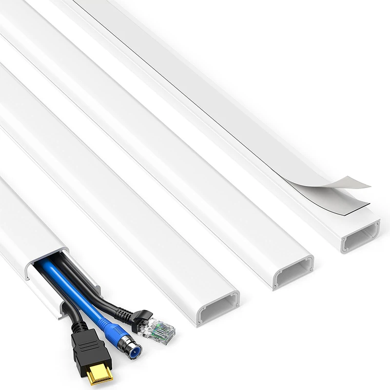 4pcs Wire Covers for 2 Cords, 68in Wire Hider on Wall Mounted, White Cord Cover Kit, Cable Cover Cable Concealer for Extension