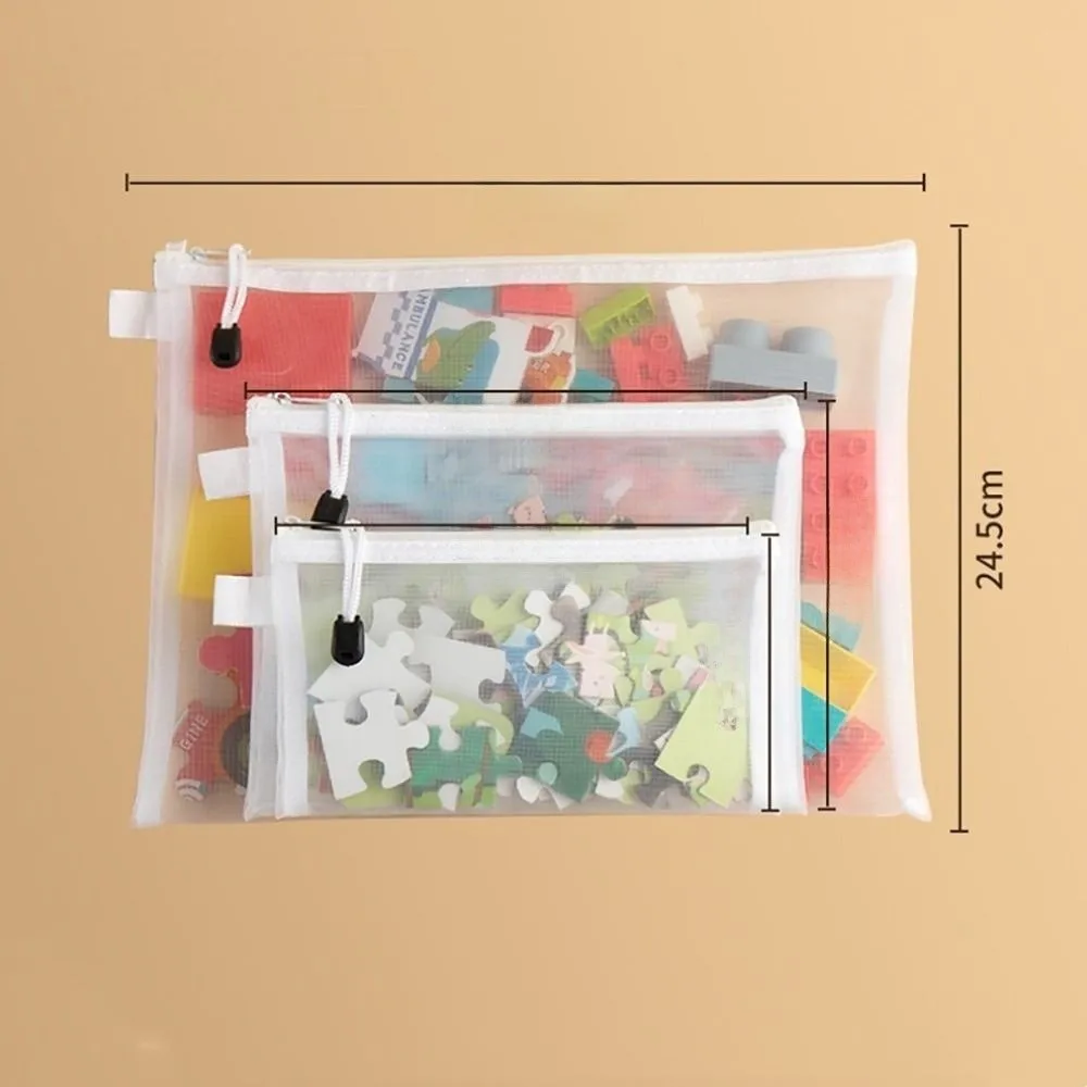 1/3/5PCS 화장품 정리 메쉬 지퍼 파일 가방 PVC A4/A5/A6 장난감 보관 가방 문서 폴더 방습 화장품 가방