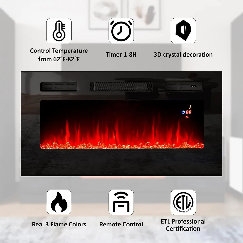 Fireplace Entertainment Center Set, Including A 70 Inch Fireplace TV Stand and 2 LED High Gloss Bookshelves 4
