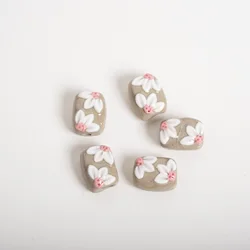 Handmade Vintage Flower Ceramic Pendant (5pcs-17mm-XN1013)