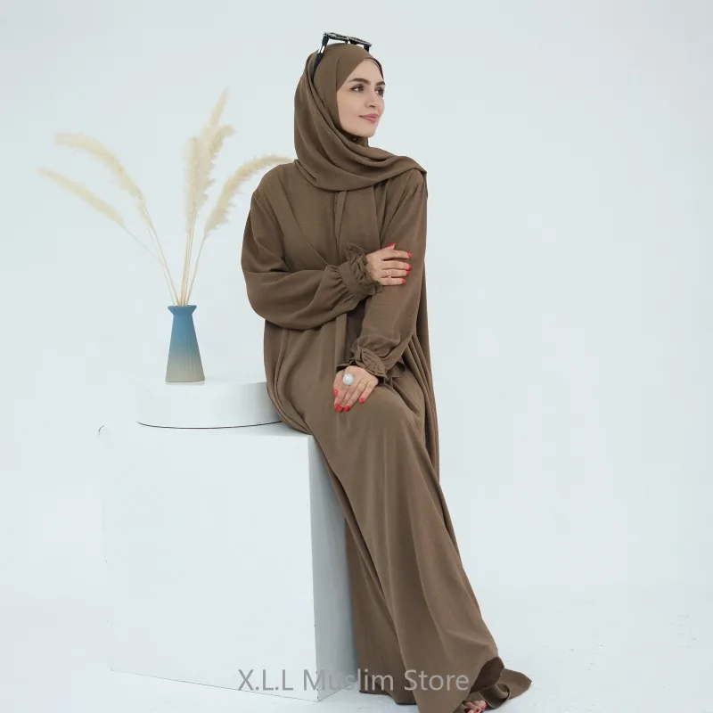 Islmaic Musulmano Abaya Due Pezzi Abito Set Khimar Maxi - Foto 3